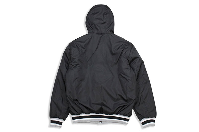 JH Design LOS ANGELES LAKERS REVERSIBLE FLEECE AND FAUX LEATHER HOODED JACKET (953-GTT8:GREY/BLACK)