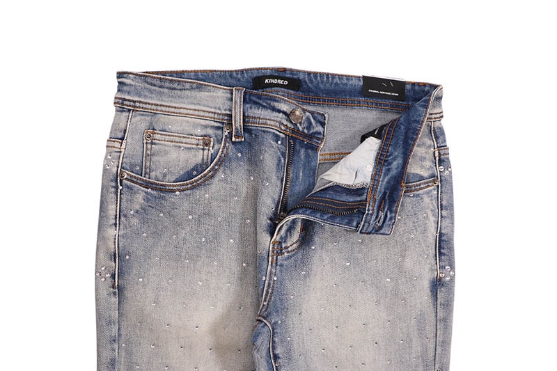 KINDRED RHINESTONE STACKED FIT PANTS (KD2214P:BLUE)