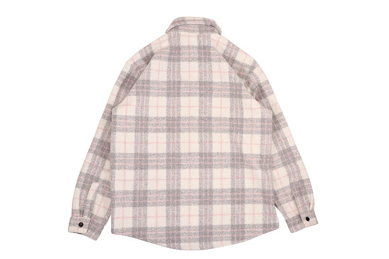 ROKU STUDIO RHINESTONES HEAVY FLANNEL SHIRT (RK6481816:HEATHER GREY/PINK)