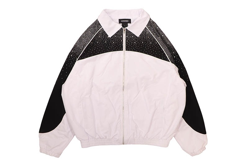 KINDRED RHINESTONE NYLON ZIP UP TRACKSUIT (KD2236:WHITE/BLACK)