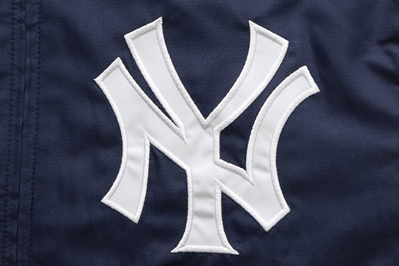 STARTER NEW YORK YANKEES WS CHAMPIONS HOODED BOMBER JACKET (LA150219:NAVY/WHITE)