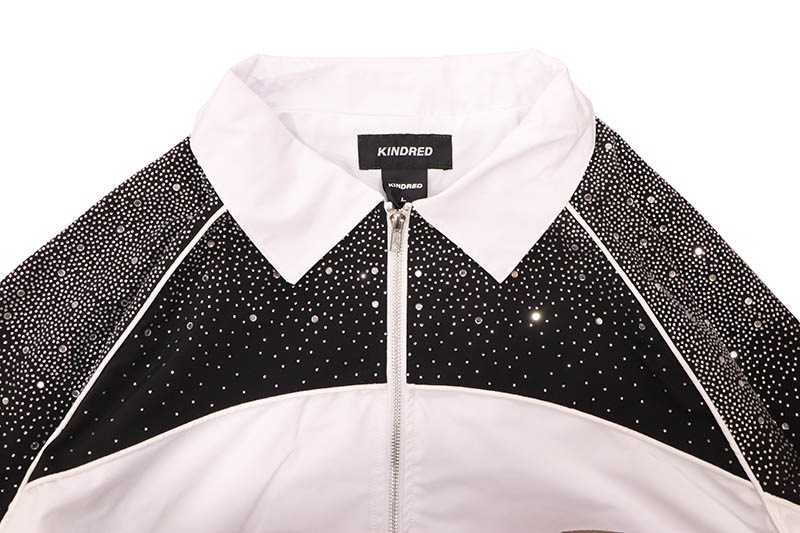 KINDRED RHINESTONE NYLON ZIP UP TRACKSUIT (KD2236:WHITE/BLACK)