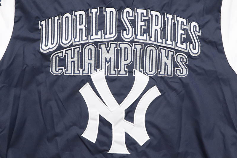 STARTER NEW YORK YANKEES WS CHAMPIONS HOODED BOMBER JACKET (LA150219:NAVY/WHITE)