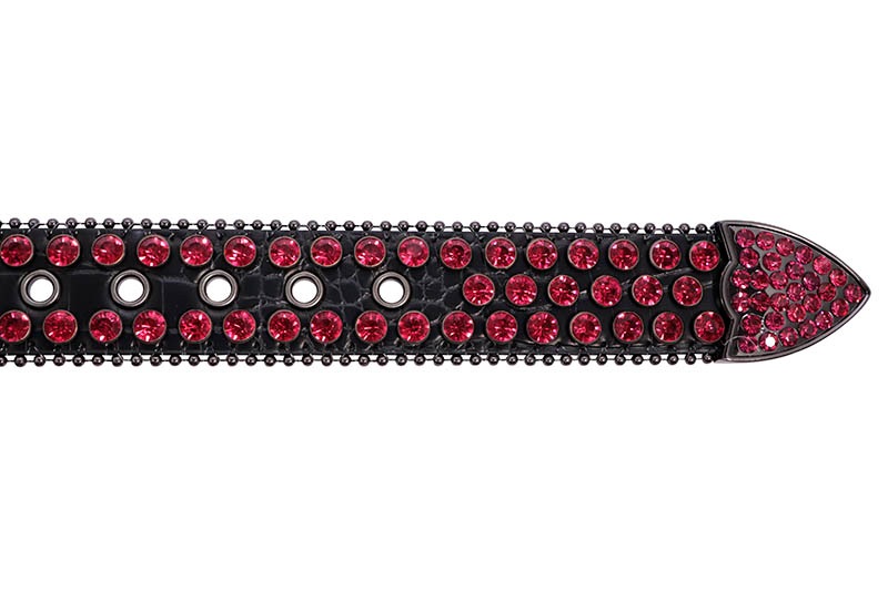 LUXE INTERNATIONAL PREMIUM STUDDED RHINESTONE BELT (21:BLACK/FUCHIA)