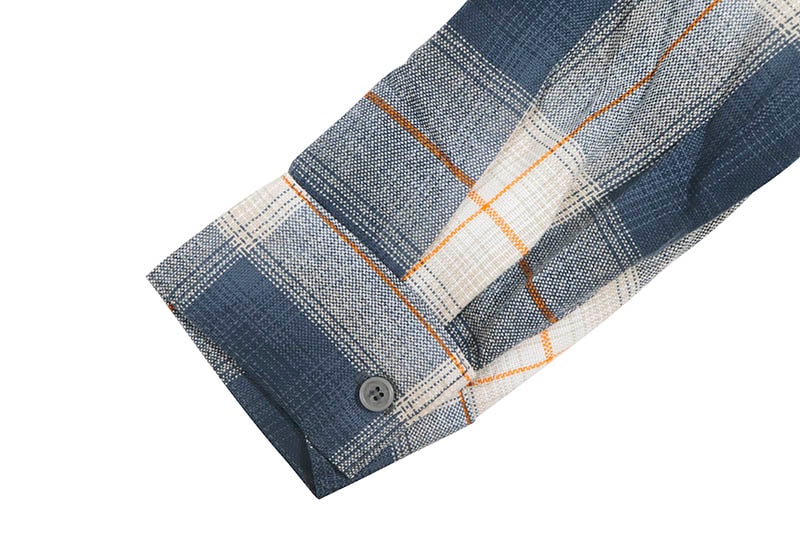 CALTOP PLAID FLANNEL LONG SLEEVE SHIRT (#2000:BLUE/ORANGE)