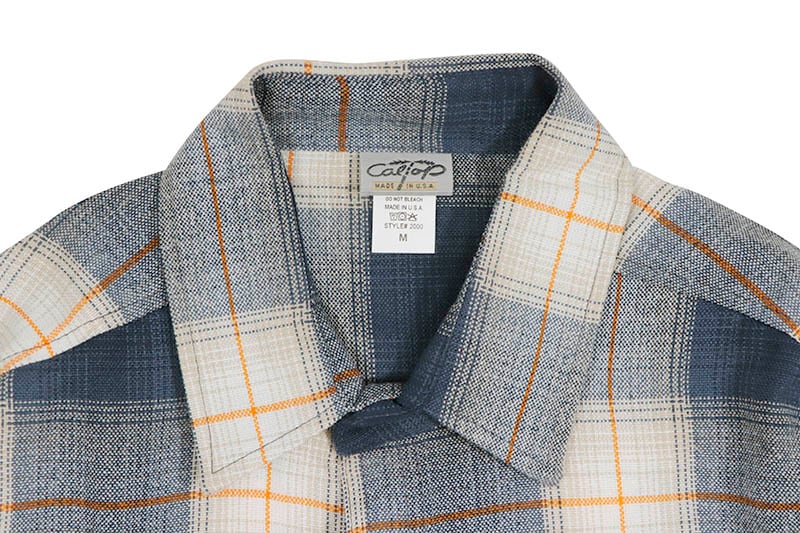 CALTOP PLAID FLANNEL LONG SLEEVE SHIRT (#2000:BLUE/ORANGE)