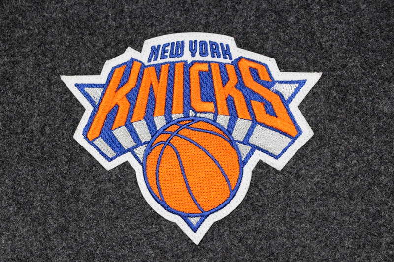 JH Design NEW YORK KNICKS REVERSIBLE LEATHER WOOL POLY TWILL JACKET (203-REV7:CHARCOAL/BLACK)