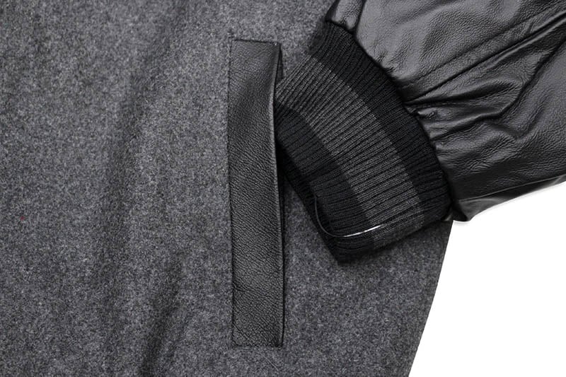 JH Design NEW YORK KNICKS REVERSIBLE LEATHER WOOL POLY TWILL JACKET (203-REV7:CHARCOAL/BLACK)