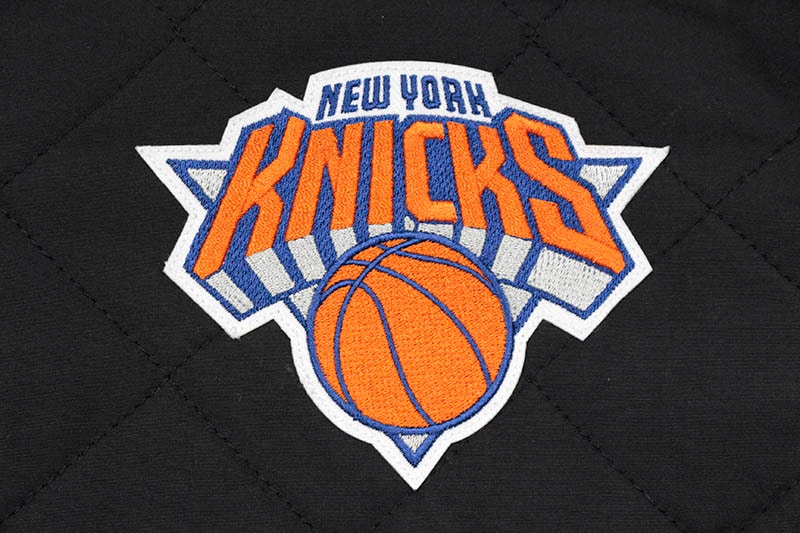 JH Design NEW YORK KNICKS REVERSIBLE LEATHER WOOL POLY TWILL JACKET (203-REV7:CHARCOAL/BLACK)