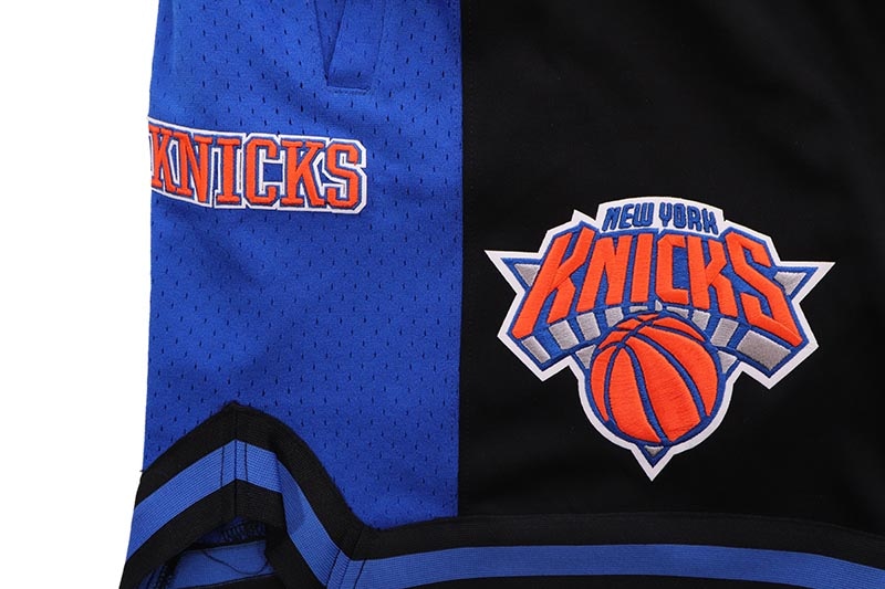 PRO STANDARD NEW YORK KNICKS SCRIPT TAIL DOUBLE KNIT 2.0 SHORT (BNK3515427-BRB:BLACK/ROYAL BLUE/BLACK)