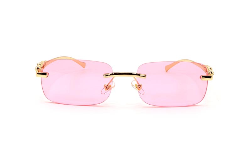 KD EYEWEAR PANTHER LEOPARD RIMLESS SUNGLASSES (PINK)