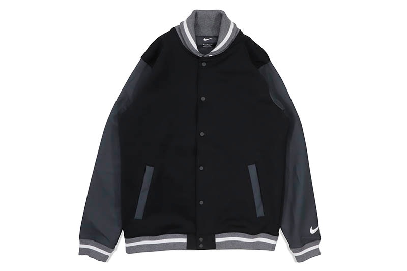 NIKE STOCK LETTERMAN JACKET (DJ5971-010:TM BLACK/TM ANTHRACITE/TM WHITE)