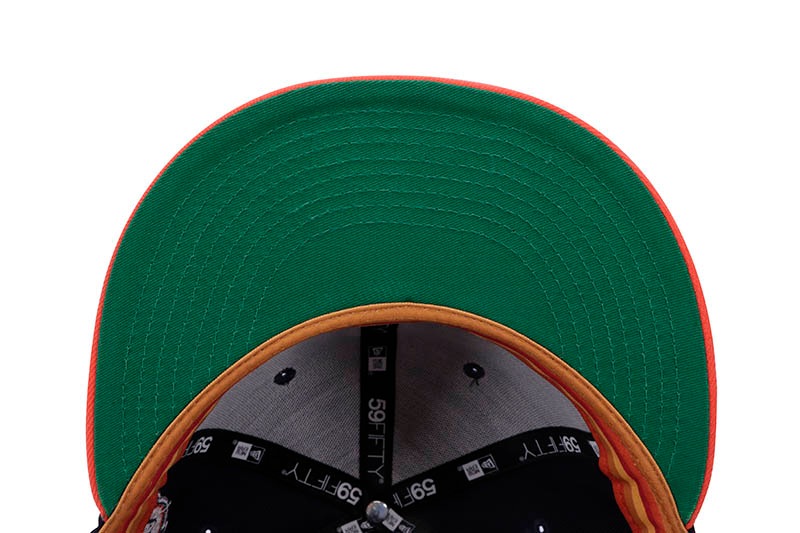 NEW ERA HOUSTON ASTROS 59FIFTY FITTED CAP (1986 ALL-STAR GAME CUSTOM SIDE PATCH/GREEN UNDER VISOR & HOUSTON COLOR SWEATBAND/NAVY ORANGE)