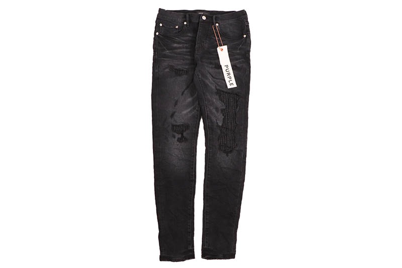 PURPLE BRAND LOW RISE SKINNY JEAN (P001-LXBO423:LUREX REPAIR OVERDYE BLACK)