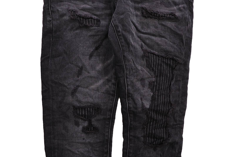 PURPLE BRAND LOW RISE SKINNY JEAN (P001-LXBO423:LUREX REPAIR OVERDYE BLACK)