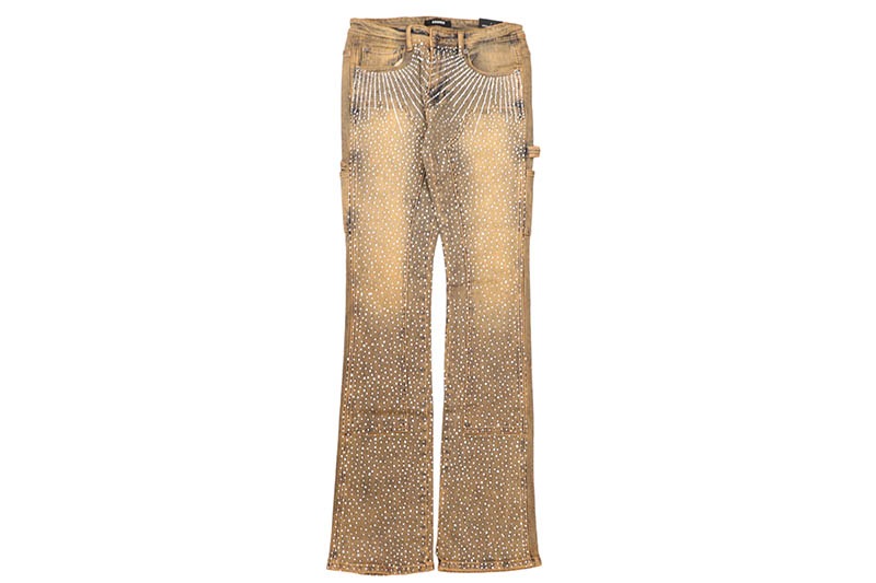 KINDRED RHINESTONE DOUBLE KNEE STACKED FIT PANTS (KD2213P:VEGAS)