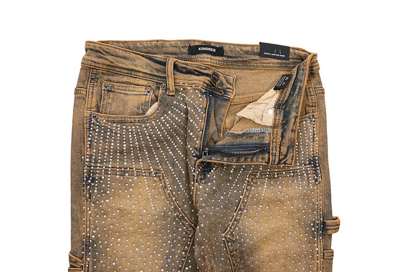 KINDRED RHINESTONE DOUBLE KNEE STACKED FIT PANTS (KD2213P:VEGAS)