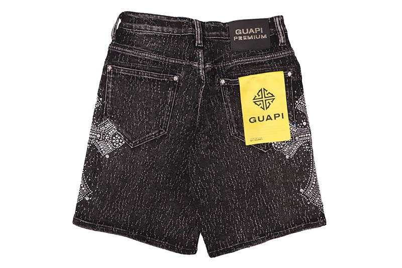 GUAPI VINTAGE BLACK DISTRESSED DENIM SHORTS (841VBDDS) | Brand,G-L