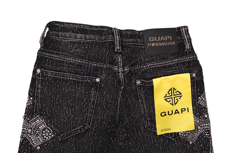 GUAPI VINTAGE BLACK DISTRESSED DENIM SHORTS (841VBDDS) | Brand,G-L