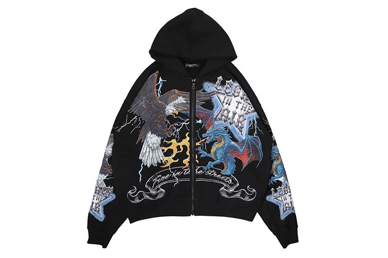 ROKU STUDIO LEGEND IN THE AIR ZIP BOXY HOODIE (RK5481857-BLK:BLACK)