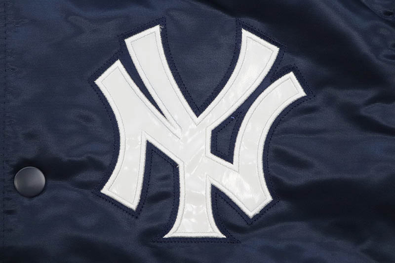 STARTER NEW YORK YANKEES SATIN VARSITY JACKET (LS85N664:NAVY)