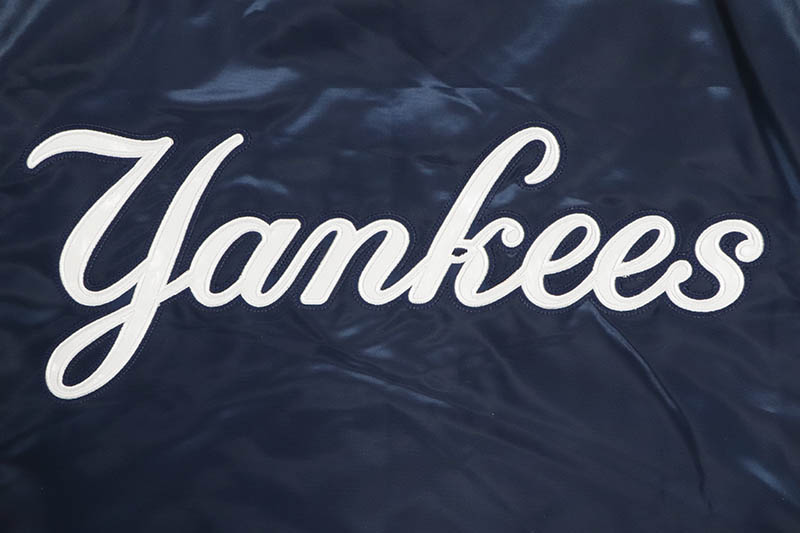 STARTER NEW YORK YANKEES SATIN VARSITY JACKET (LS85N664:NAVY)
