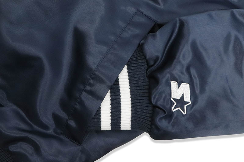 STARTER NEW YORK YANKEES SATIN VARSITY JACKET (LS85N664:NAVY)