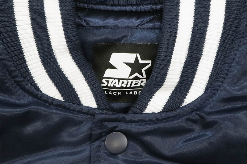 STARTER NEW YORK YANKEES SATIN VARSITY JACKET (LS85N664:NAVY)