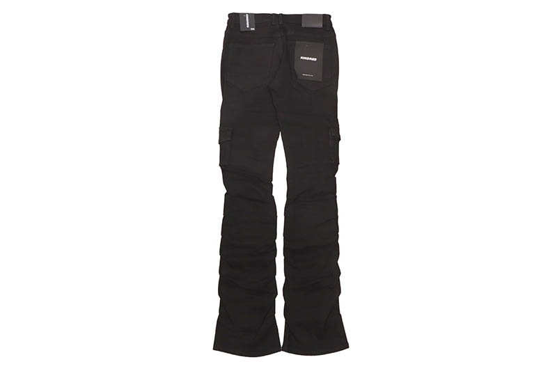 KINDRED STACKED FIT DENIM CARGO PANTS (KD2056B:JET BLACK)