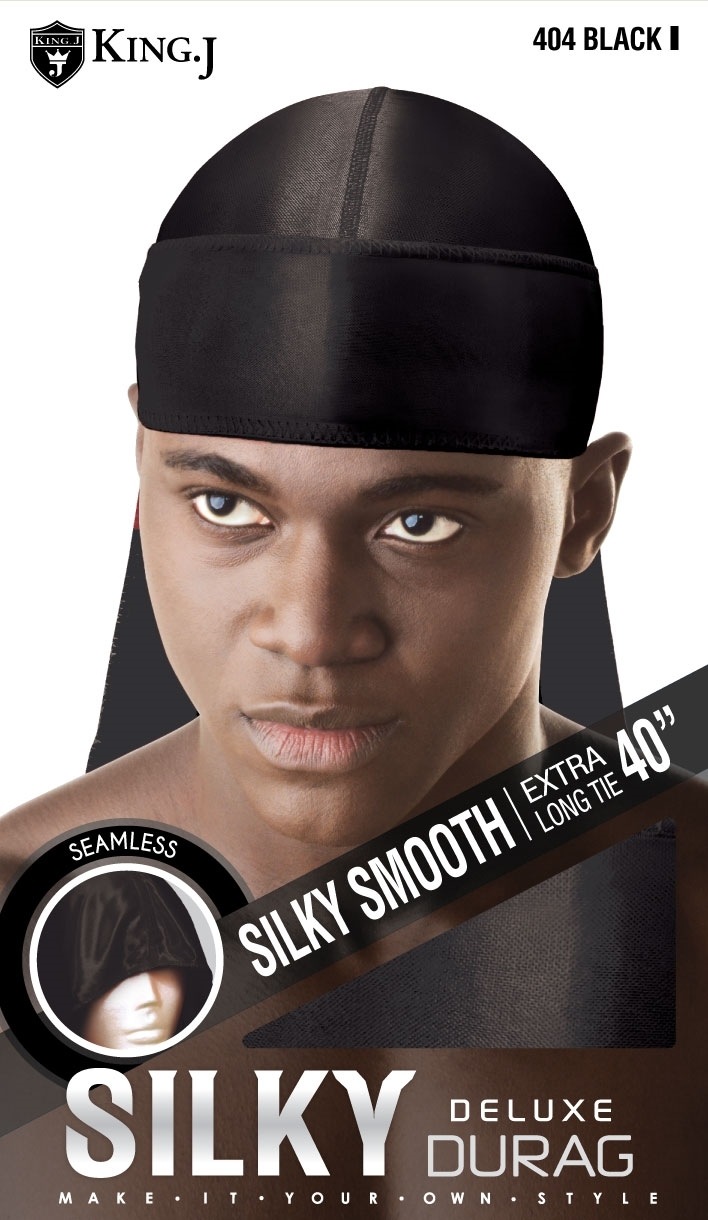 KING. J DELUXE SILKY DU-RAG (BLACK) #404