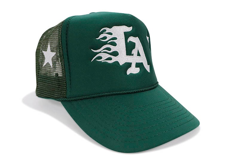 DROPOUT NEW YORK LA FLAMES TRUCKER HAT (FOREST GREEN) BB252