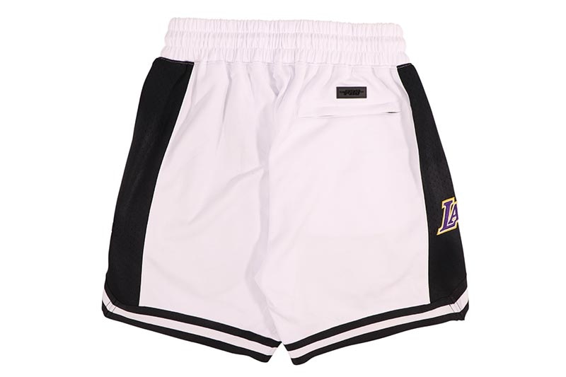 PRO STANDARD LOS ANGELES LAKERS SCRIPT TAIL DOUBLE KNIT 2.0 SHORT (BLL3515428-WBL:WHITE/BLACK)