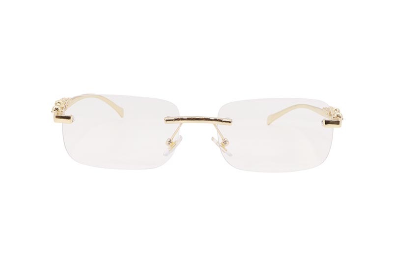 KD EYEWEAR PANTHER LEOPARD RIMLESS SUNGLASSES (CLEAR)