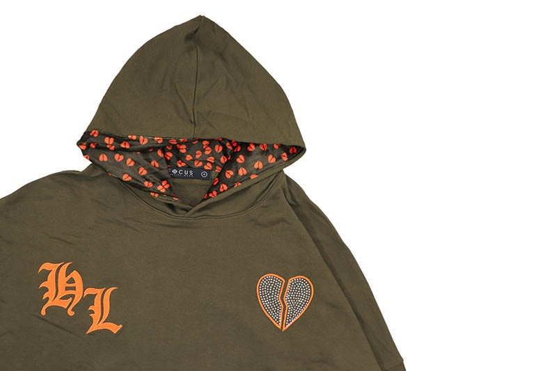 FOCUS HEARTLESS CROPPED HOODIE & STACKED JOGGER SET (80559:OLIVE)