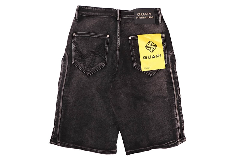 GUAPI OBSIDIAN BLACK CROSS BUCKLE SHORTS (871BCBS) | Brand,G-L
