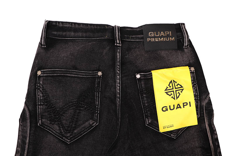 GUAPI OBSIDIAN BLACK CROSS BUCKLE SHORTS (871BCBS) | Brand,G-L