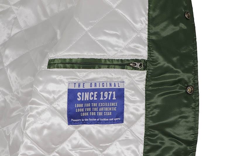 STARTER OAKLAND ATHLETICS VARSITY SATIN FULL-SNAP JACKET (LS250167-OLA:GREEN)