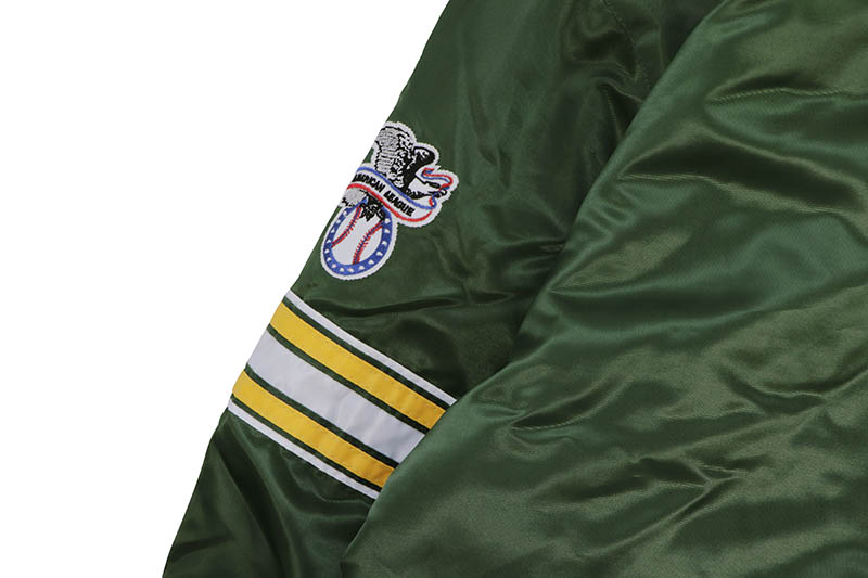 STARTER OAKLAND ATHLETICS VARSITY SATIN FULL-SNAP JACKET (LS250167-OLA:GREEN)