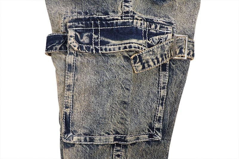 TRUE RELIGION BIG T STRAP ZIP CARGO BAGGY JEAN (109125C:ELIZABETH ST MEDIUM WASH)