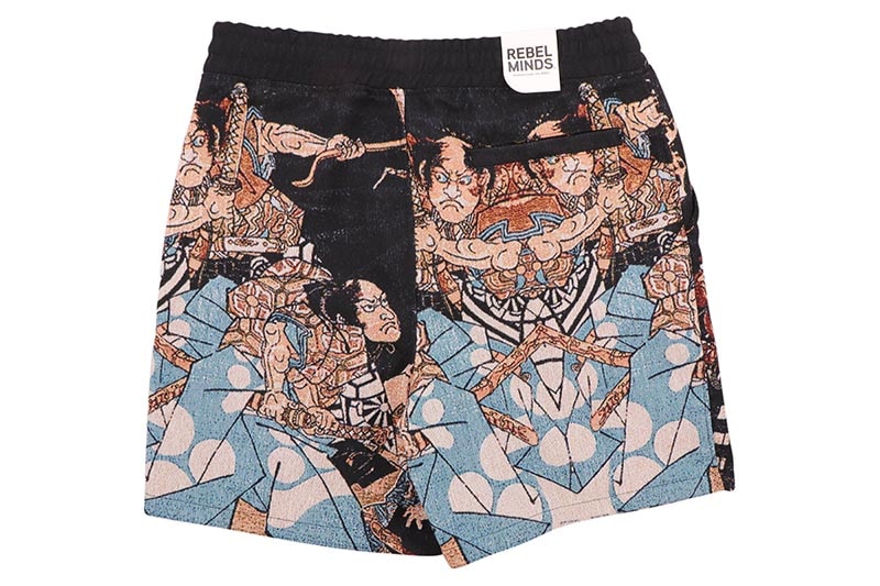 REBEL MINDS SAMURAI TAPESTRY SHORTS (151-936:BLACK)