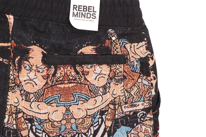 REBEL MINDS SAMURAI TAPESTRY SHORTS (151-936:BLACK)
