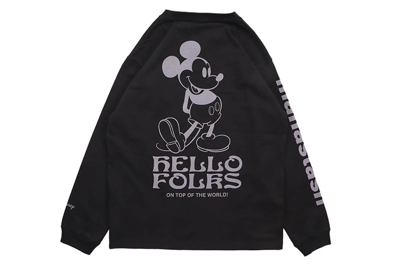 MANASTASH MICKY HELLOW FOLKS L/S TEE (792-5230013-010:BLACK)