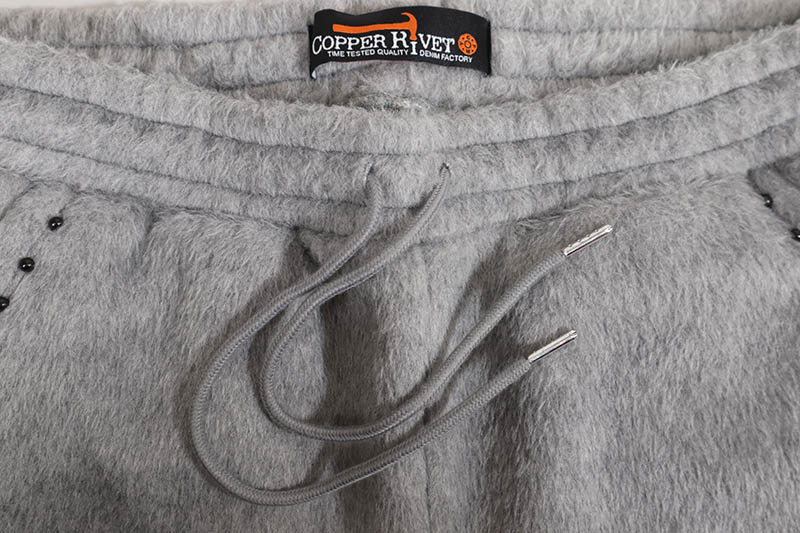 COPPER RIVET SAINTS MOHAIR PEARL STACKED SWEATPANTS (531581-GY:GRAY)