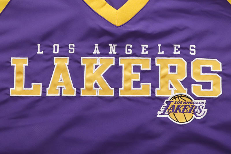 STARTER LOS ANGELES LAKERS SIDE LINE ANORAK V-NECK PULLOVER (LA130665:PURPLE/YELLOW)