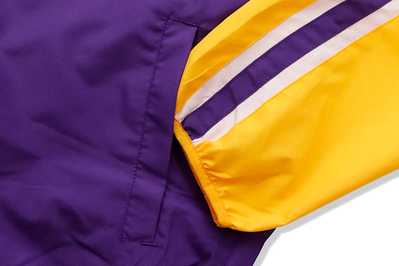 STARTER LOS ANGELES LAKERS SIDE LINE ANORAK V-NECK PULLOVER (LA130665:PURPLE/YELLOW)