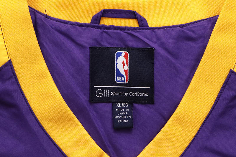 STARTER LOS ANGELES LAKERS SIDE LINE ANORAK V-NECK PULLOVER (LA130665:PURPLE/YELLOW)