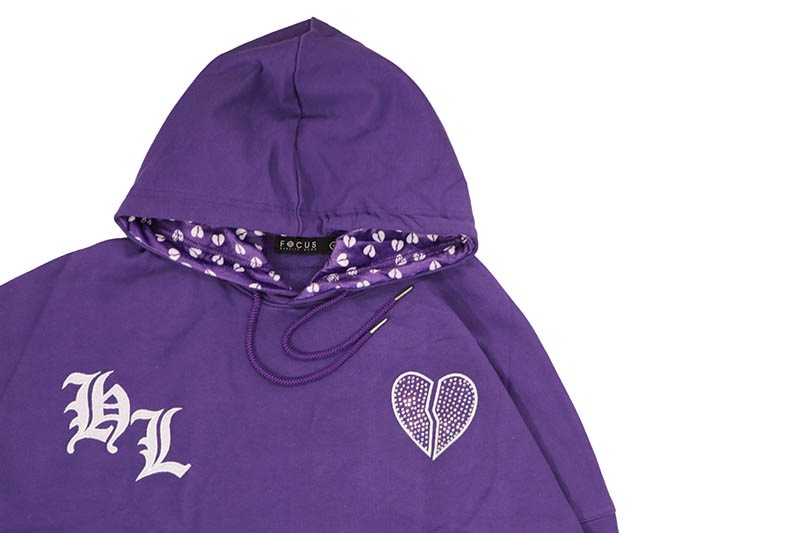 FOCUS HEARTLESS CROPPED HOODIE & STACKED JOGGER SET (80559:PURPLE)