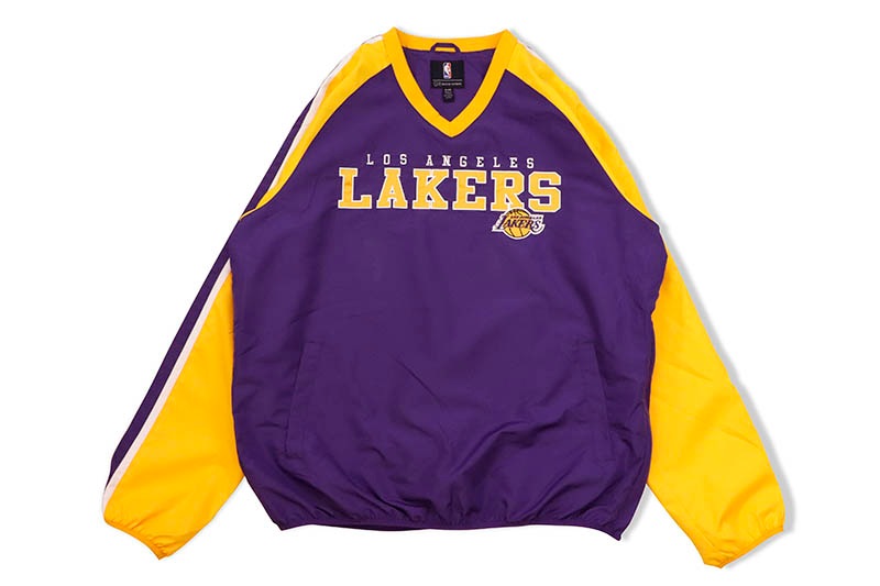 STARTER LOS ANGELES LAKERS SIDE LINE ANORAK V-NECK PULLOVER (LA130665:PURPLE/YELLOW)