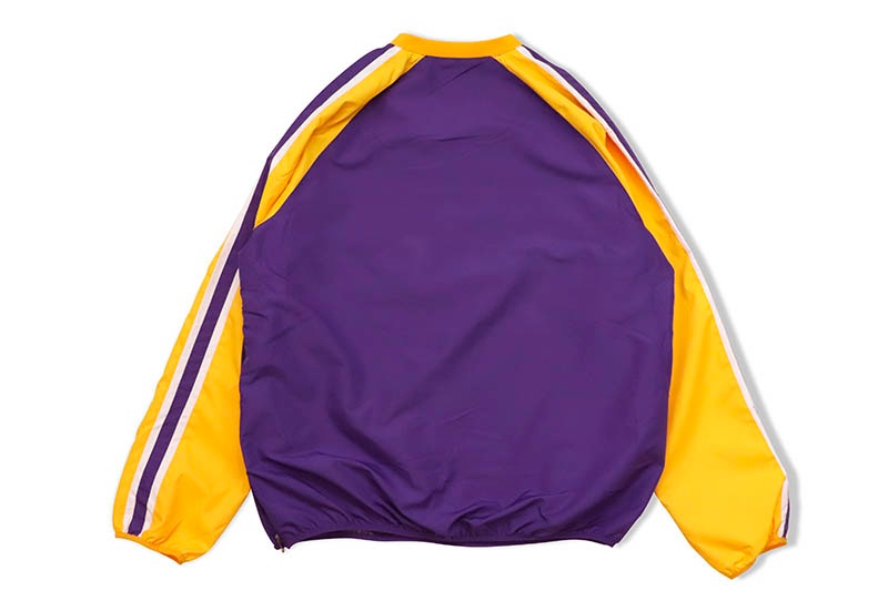 STARTER LOS ANGELES LAKERS SIDE LINE ANORAK V-NECK PULLOVER (LA130665:PURPLE/YELLOW)