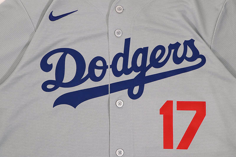 NIKE MLB LOS ANGELES DODGERS ROAD STADIUM PLAYER JERSEY (RE26-0IQJ-LD9-5TT:SHOHEI OHTANI/#17/GREY)